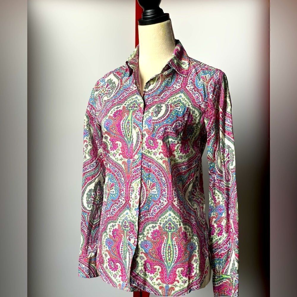 Talbots Multicolored Paisley Button Down Top (Size: XS) - Picture 2 of 12